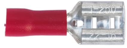 Sealey RT21 Push-On Terminal 6.3mm Female Red Pack of 100