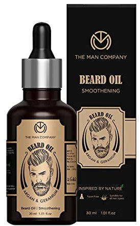 THE MAN COMPANY Bartöl für Herren, Bio Vegan (30 ml) – Bartpflege für Weichen Bart – Mit Natürlichem Arganöl und Geranium
