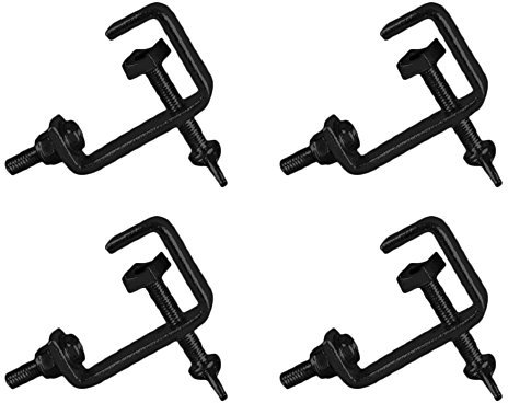 4 x Black 25mm Hook G Clamp Lighting Stand fits Equinox DJ Booth Micron Gorilla