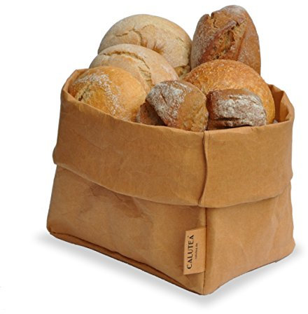großer XXL Brotkorb/sand/modern/veganes Leder als Stoff Alternative/Brottasche/Brötchenkorb/Obstkorb | faltbarer Krempelkorb/CALUTEA 21cm Ø