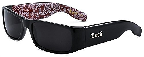 LOCS Sonnenbrille Hardcore Black 0103, Black/Bandana Red, Herren, schwarz / rot, Dimensions: 5.25w x 1.5h