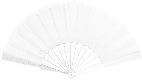 Oblique Unique® Handfächer Damen Fächer Ausklappbar Wandfächer Hochzeit Tanzen Karneval Fasching Party - Farbe wählbar (Weiss)