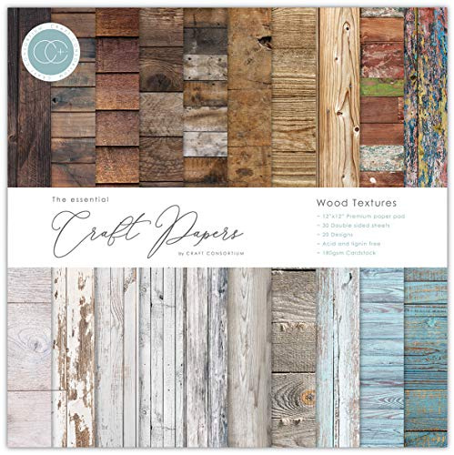 CRAFT CONSORTIUM LTD CCEPAD001 Bastelkegel aus Holz, 30,5 cm, Holzstruktur, 20 Designs, Einheitsgröße