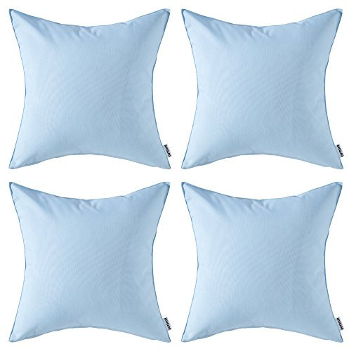 MIULEE 4er Set wasserdichte Kissenbezüge Dekokissen Kissenbezug Sofakissen Dekorativ Couchkissen Wetterfeste Kissenhülle Zierkissen Bezug für Sofa Garten Outdoor Wohnzimmer 45x45 cm Hellblau