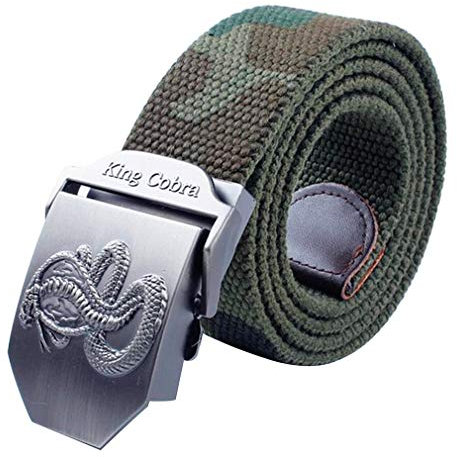 LKMY Herrengürtel Nylon Canvas Atmungsaktiver militärischer taktischer Gürtel mit Snake Cobra Schnalle