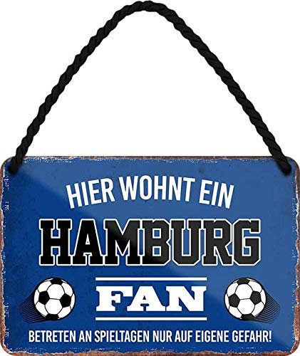 schilderkreis24 – Fußballschild Deko Artikel Sport Verein Geschenkidee Männer Club Fußball Fan 18x12 cm (Hamburg Fan)