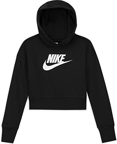 Nike Cluft Crop Hbr Felpe con Cappuccio Black/White XS