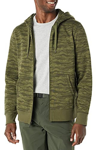 Amazon Essentials Felpa con Cappuccio e Cerniera Integrale in Pile (Disponibile nelle Taglie Big & Tall) Uomo, Verde Motivo Mimetico Astratto, M