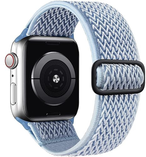SAMYERLEN Compatible avec les bracelets extensibles Apple Watch 38 mm, 40 mm, 41 mm, 42 mm, 44 mm, 45 mm, 49 mm pour hommes, femmes et enfants, bracelet élastique réglable en nylon tressé iWatch pour