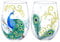 NymphFable Weingläser ohne Stiel Set aus 2 Handbemalte Pfau Personalisierte Geschenksets für Frauen 520ML