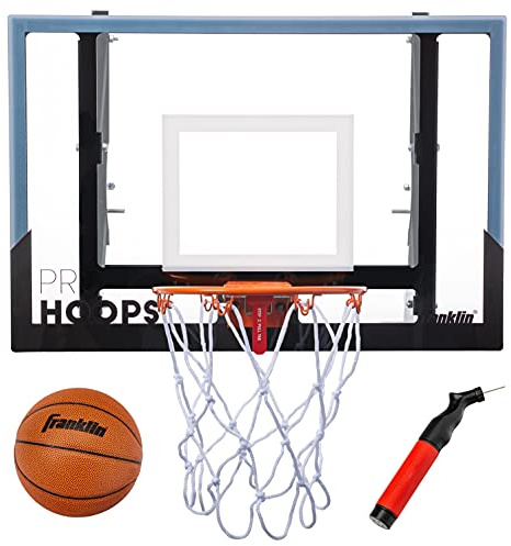 Franklin Sports Wall Mounted Basketball Hoop – Fully Adjustable – Shatter Resistant – Accessories Included Black/White