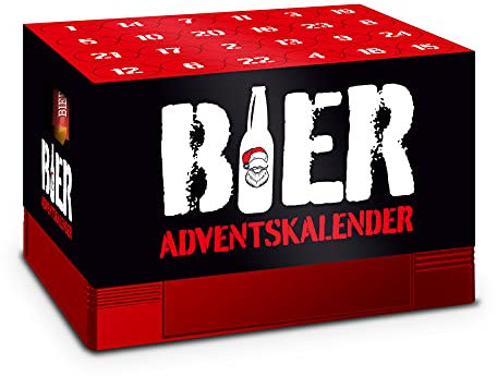 itenga Adventskalender Aufsatz für Bierkasten Männer Adventskalender zum Selber Befüllen Bieradventskalender rot schwarz