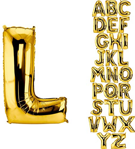 DekoRex Folienballon Gold 40cm Luftballon Geburtstag Hochzeit Deko (Buchstabe L)