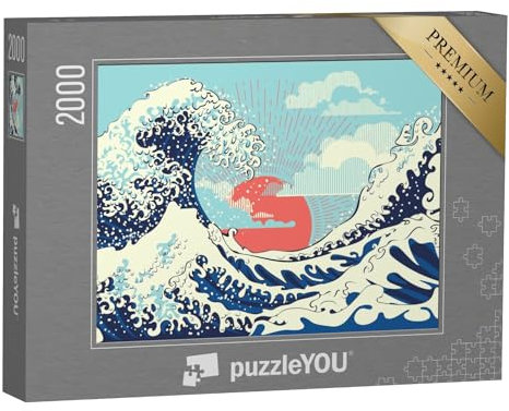 puzzleYOU: Puzzle 2000 Teile „Retro-Kunst-Design: Stürmischer Ozean“ – aus der Puzzle-Kollektion Gemälde, Kunstwerke, Kunst & Fantasy
