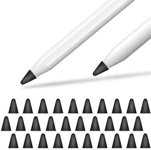 YINVA Silikon Spitzen Zubehör für Apple Pencil 1st & 2nd, Hochempfindlich Nib Silikon Spitze Replacement Tips Apple Bleistift Tipps (30 PCS,Schwarz)