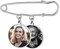 Custom4U Personalisierte Damen Herren Brosche mit 3X Rund Fotoanhänger mit Bild DIY Memorial Anhänger Brautstrauß Silber Anstecker Hochzeit Vintage Sicherheitsnadel Clips für Kleidung