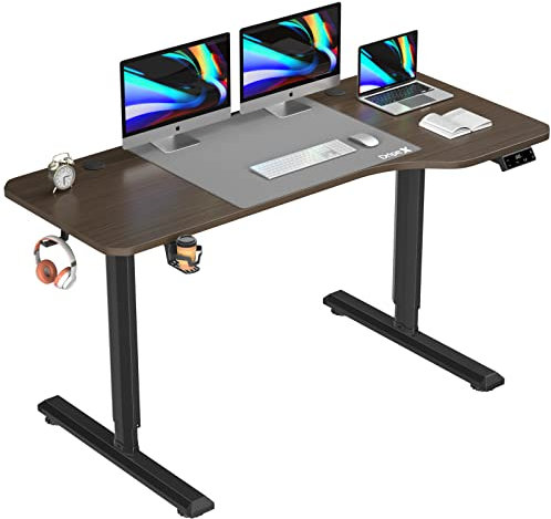 Dripex Bureau Assis Debout Electrique, Bureau Motorisé Ergonomique, Table Réglable en Hauteur avec contrôle de mémoire, avec Tapis de Souris (Noyer, 160 x 75 cm)