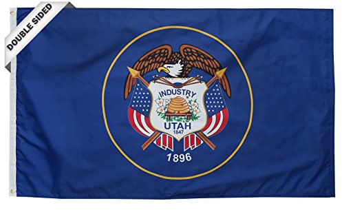 SYII Utah Staatsflagge, 3-lagig, doppelseitig, Staat der Delaware Flaggen mit 2 Messingösen und Leinen-Kopf, strapazierfähiges Polyester, lebendige Farben für den Außenbereich
