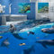 Underwater World Dolphin 3D Floor Painting Mural Wallpaper PVC Waterproof Self-Adhesive Bathroom Living Room Floor Wallpaper,200cmX140cm