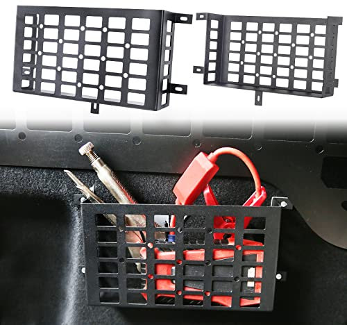 MAIKER 2 Pieces Universal Metal Car Storage Box Small Cargo Pocket Molle Panel Frame Storage System for Car Truck RV Boat Home Storage, Black