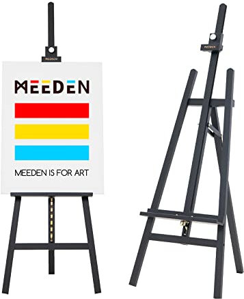 MEEDEN Groß Staffelei Schwarz Holz : Verstellbar Staffelein von 145 bis 193 cm - Leinwand Ständer für Kinder Künstler Erwachsene Anfänger–hält Leinwand bis zu 109 cm