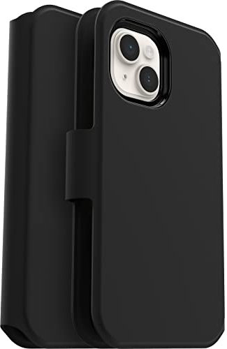 OtterBox Strada Via Case for iPhone 14, Shockproof, Drop Proof, Slim, Soft Touch Protective Folio Case with Card Holder, 2x Tested to Military Standard, Black
