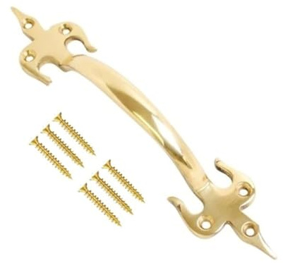 TERF® Heavy Duty Vintage Style Fleur-De-LYS Door Pull Handle Brass 175mm (7 inch) Including Fixing Screw for Kitchen Cupboard Cabinet Drawer Door Pull Handle - Pack of 1