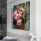 Yooyu Blumen Wandkunst Mädchen Kopf Leinwand Abstrakte Poster und Drucke Frau Portrait Gemälde Bilder für Wohnzimmer Schlafzimmer Dekor 80x80cm(31x31in) Rahmenlos