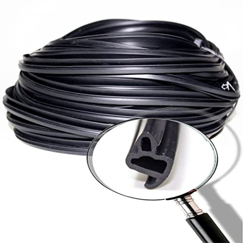 VARGORT Burlete de aluminio para ventana y puerta S-1150 negro, junta de goma, 5 m