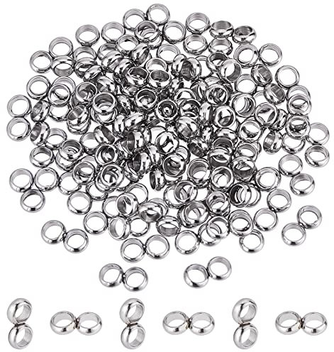 PandaHall 100 Stück Doppelring Zwischenperlen Edelstahl Zwischenstege 2-Loch Zwischenperlen Doppelring Schiebeperlen Für Lederband Halskette Armbänder Schmuckherstellung 1.8 mm Loch