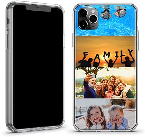 TULLUN Personalisierte Handyhülle für iPhone 14 Pro Max - Brauch Collage Foto Durchsichtige Hybrid TPU Bumper & Hart Rückschale Schutzhülle Case - Collage mit 4 Fotos