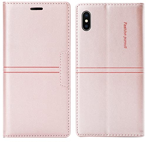 OKZone Kompatibel mit iPhone XS Max Hülle, Handyhülle Wallet PU Leder Kartenfach Magnet Klappbar Schutzhülle iPhone XS Max (6,5 Zoll) Hülle Flip Case Cover Stoßfest Klapphülle Etui (Rosa)