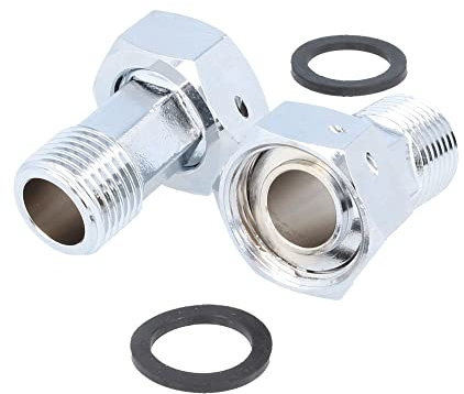 tecuro Wasserzähler Verschraubungen 1 Zoll ÜWM x 3/4 Zoll AG - 2-er Set, MS-verchromt