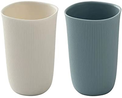 RabyLeo Haushaltsmundspülbecher mit großem Fassungsvermögen (360 ml) – zum Waschen von Paaren, kreativ, einfache gestreifte Zahnbürstenbecher (blau und weiß)