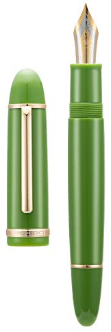 Jinhao X159 Fountain Pen Green Acrylic Gold Trim Pen, Size #8 Medium Nib Office Pen Calligraphy Writing