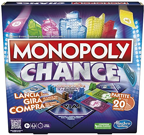 Hasbro Gaming Monopoly Chance Schnelles Brettspiel mit 20 Minuten Spielen, Spiele für Familien mit 2 bis 4 Spielern ab 8 Jahren