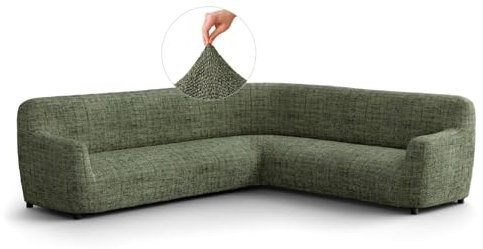 PAULATO - Sofabezug Ecksofa-Husse aus der Kollektion Vittoria Mikrofaser, kratzfestes und maschinenwaschbares Gewebe, WavyTech-Technologie, Made in Italy - Vittoria Grün