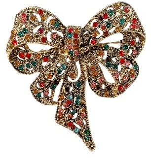 Broche vintage avec gros nœud papillon et strass étincelants - Broche classique pour mariage, fête, danse, banquet pour femmes et filles - Épinglettes pour robe, costume, chemise, bijoux