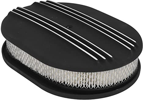 Gruppo Filtro pulitore Aria Ovale 12 Pollici, Filtro Aria in Alluminio per carburatori 5-1/8, Filtro Aria con Coperchio Superiore Lavabile per per Holley, per Dem