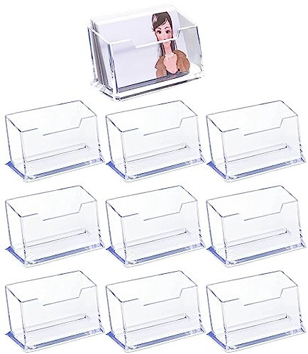 DYOUen 10 Stück Acryl Visitenkartenhalter, Transparent Visitenkartenständer, Visitenkarten Visitenkartenaufsteller, für Schreibtisch oder Theke, Zuhause