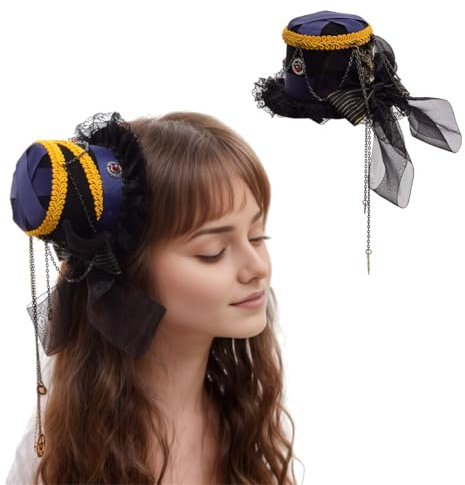 CAMDOM Viktorianischer Steampunk-Mini-Hut Haarspange Gothic Lolita Vintage Haarschmuck Cosplay Party Dekor