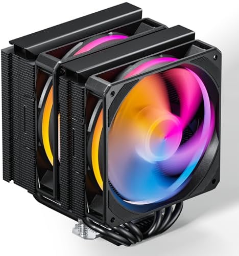 upHere Enfriador de aire de CPU con 6 tubos de calor, doble torre con ventilador LED RGB direccionable PWM dual de 120 mm, ventilador de CPU para Intel LGA 2011/2066/1700/1200/115X (placa base
