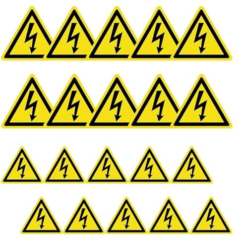 Vueinrg 20 Piezas Señal Riesgo Electrico Pegatinas Peligro Electricidad Señal Cuadro Electrico Homologado 5cm/10cm Pegatinas Vinilo para Cuadro Electrico para Exterior/Interior
