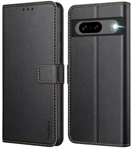 Ganbary Handyhülle für Google Pixel 8a Hülle, Premium Leder Klapphülle [Kartenschlitzen] [Magnetverschluss] [Standfunktion] kompatibel mit Google Pixel 8a 5G Schutzhülle, Schwarz