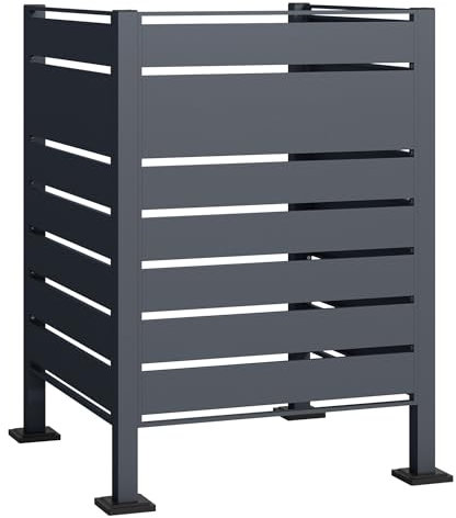 Wiltec Cache-Poubelle – 905 x 905 x 1200 mm – pour Une Poubelle de 60 à 240 L – Couleur Anthracite – en Acier – avec 3 parois – Clôture Range Coffre Poubelle combinable