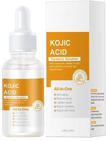 Kojisäure Gesichtsserum - Kurkuma Gesichtsöl - Dunkle Flecken Korrigierendes Glow Serum - Kurkuma Pigmentflecken Entferner Gesicht - Kojisäure Spendet Feuchtigkeit strafft die Haut Reduziert Falten