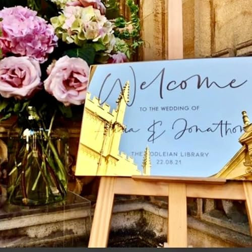 Pahdecor Panneau de mariage personnalisé moderne minimaliste doré miroir doré rectangulaire panneau de bienvenue de mariage panneau de décoration de table de mariage doré miroir acrylique