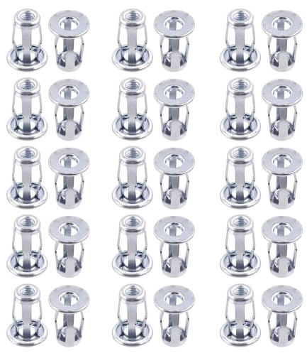 Keadic 30Pcs M5*25 Jack Nut Set, Nutserts Jacknut Srew Anchor Threaded Insert Petal Muttern Rivnut Blind für Kunststoff Hartfaserplatten Polywood Pressboard