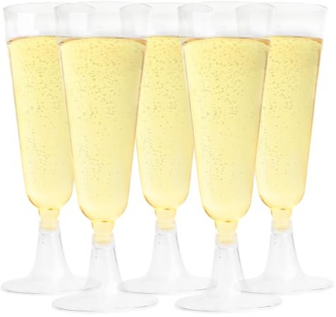 Lyneun Sektgläser Plastik 25 stück, 150ml Sektgläser Kunststoff Mehrweg, Transparent Sektglas Kunststoff Mehrweg, Champagner Gläser Plastik für Hochzeiten, Geburtstage, Partys