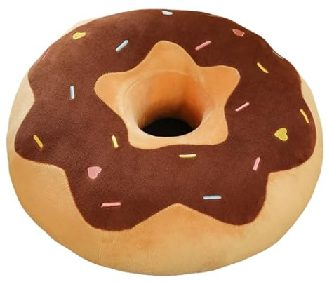 TOPLITHE Donut Kuscheltier Kissen, Rundes Wurfkissen Donut Kissen Weiches Plüschkissen for Sofa Wohnzimmer Dekoration Geschenke(Color:Brown,Size:38CM/14IN)